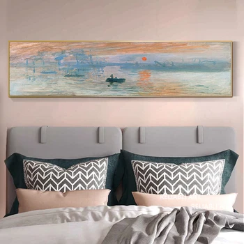 Klasické Sunrise Dojem, Spálne Dekorácie Na Stenu Umenie Posteli Pozadí Plagáty Vytlačí Monet, Van Gogh Slávny Obraz Cuadros