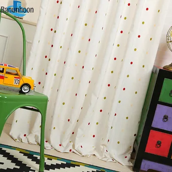 Krásne Polka Dot Bavlny a Ľanu Výšivky Závesy pre Deti, Spálňa, Obývacia Izba kórejský Montáž Izba Dvere, okno Opony