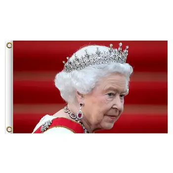 Kráľovná Alžbeta II Vlajka 5X3Ft Jej Veličenstvo Záhrada Vlajka Vlasteneckej Záhrada Vlajka Pamätník Dvore Vlajky Pre Vnútorné Záhrady Supermarket