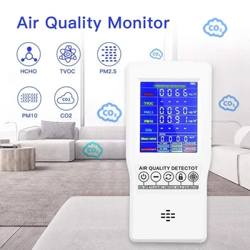 Kvalita ovzdušia Tester Pre CO2 Formaldehyd(HCHO) TVOC PM2.5/PM10 Multifunkčné Vzduchu