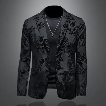 Kvalitný Čierny Oblek Dizajn Pre Mužov, Kožené Sako Jeseň Žakárové Trend Hrnú Veľké Bežné Kabát Mens Bunda S Podšívkou Kórejského