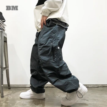 Kórejský Streetwear Voľné Cargo Nohavice Pre Mužov Oblečenie Harajuku Multi Vrecku Bežné Rovnou Nôh Nohavice Hip Hop Neforemné Nohavice Muž