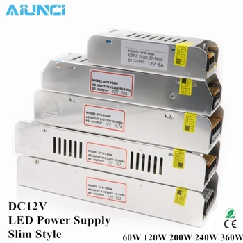 LED Napájanie AC220V na DC12V LED Slim Adapter Osvetlenie Transformátory 60W, 120W 200W 240W 360W