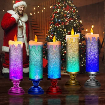 LED Vianočné Sviečky Farbu Meniace LED Vody pri sviečkach S Lesk Flameless LED Sviečka Svetlá Stôl Tabuľka