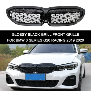 Lesklé Čierne Auto Predné Obličiek Mriežka Gril Výmena za BMW Radu 3 G20 Racing 2019 2020 Mriežka Nárazníka