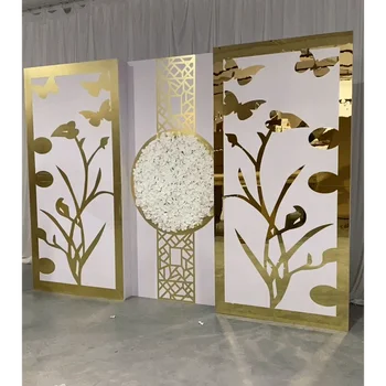 Luxusné Nový Dizajn Lacné Akryl Arch Sady Kvetina Stand Panel Svadobné Pozadie Dizajn
