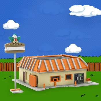 MOC Krusty Burger Fast Food Reštaurácie Stavebné Bloky, Animácie Hamburg Shop Street View Tehly Hračky A detské Darčeky