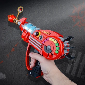MOC Červená Call of Duty Ray Gun Model Tehly DIY Hra Zbraň Stavebné Bloky Auta Rekvizity Hračky Pre Deti, Dospelých, na Vianoce, Narodeninové Darčeky