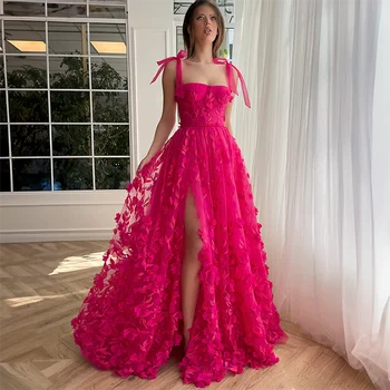 MODRÁ Hot Pink Formálne Prom Šaty Nádhernej Čipky Appliques Večerné Šaty Elegantné Krajky-up Podlahy-dĺžka Vestido De Noche pre Ženy