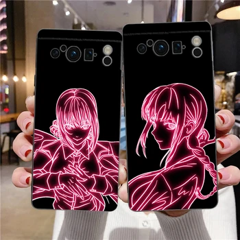 Makima Pílou Muž Neon Anime Telefón puzdro Pre Google Pixel 8 7 6 Pro Soft Shell Pre Pixel 6A Silikónové Shockproof Čiernym Krytom