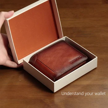 Manbang pánske Peňaženky RFID pravej Kože Trifold Peňaženky Pre Mužov s ID Okno a Kreditná Karta Majiteľa