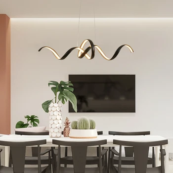 Moderné Hliníkové Kravatu Tvar LED Stropné Lustre pre Jedálenský Stôl Kuchynský ostrovček Obývacia Izba Vnútorné Osvetlenie Interiéru Visí Lampa