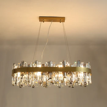 Moderné luxusné krištáľový luster osvetlenie pre jedáleň, izba dekor oválny dizajn gold led žiarovky domov kartáčovaný svietidlá