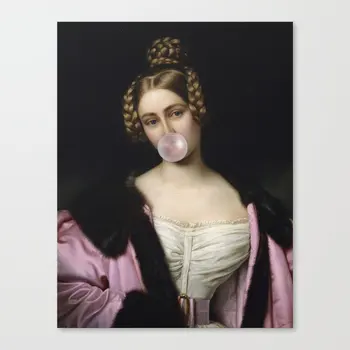Modulárny Plátno Retro Štýl, Obrázky, Maľovanie Elegantné Ženy Domova Vytlačí Bubble Gum Plagát Na Obývacia Izba Rám Wall Art