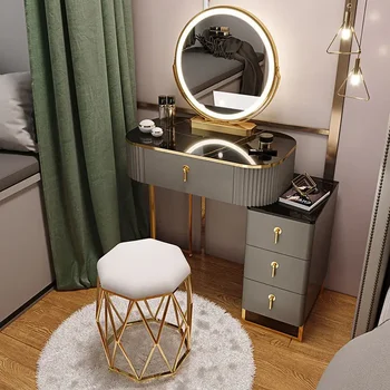 Multifunkčné Nordic Coiffeuse Obývacia Izba Tocador Márnosť Moderné Toaletný Stolík Spálňa LED Skladovanie Zrkadlo Tabuľka Miestnosti, Dekoratívne