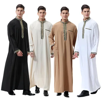 Muži Abaya Arabskej, Indickej Islam Župan Moslimských Galabia Stojí Krku, Dlhými Rukávmi Blízkom Východe Abaya pre Jeseň Fashion Mužov Oblečenie