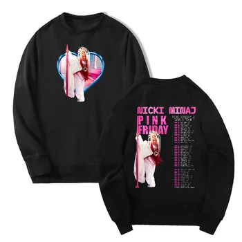 Nicki Minaj Ružová Piatok 2 World Tour Merch Crewneck Dlhý Rukáv Streetwear Muži Ženy Mikina Hip Hop Oblečenie