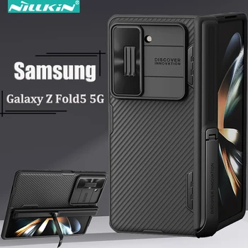 Nillkin pre Samsung Galaxy Z Fold5 5G Prípade,S snímky Fotoaparátu Kryt PC+TPU Skryté Držiak Zadného Krytu