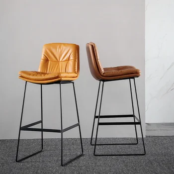 Nordic štýl späť bar kožené stoličky rodiny svetla luxusná žehlička na vysokej stoličke kaviareň moderný jednoduchý flanelové bar stoličky