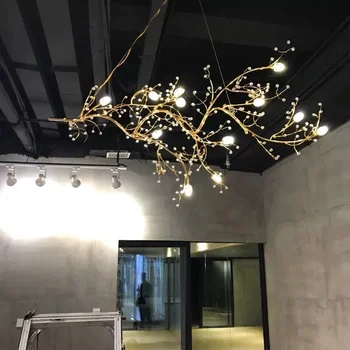 Nordic Železa Strom Pobočky Sklo LED Prívesok, Luster Pre Obývacia Izba Jedáleň Retro House Hotel Dekor Závesné Osvetlenie Crystal