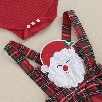 Novorodenca Dievča Spadajú Zimné Oblečenie Vianočné Oblečenie s Dlhým Rukávom Prehrabať Romper Podväzkové Sukne Sada 3ks