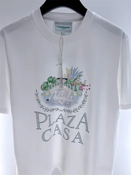 Nové 
 2023ss Casablanca T Shirt Muži Ženy Swan Tlač Príliš Krátky Rukáv Top Tees