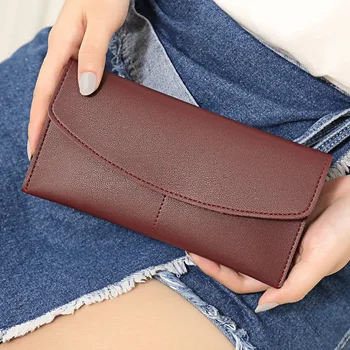Nové Dámske Peňaženky Kórejský Módne Jednoduché Mäkké Dlhé Kožené Peňaženky Veľké Peňaženky Jednoduché Módy Karty Taška