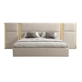 Nový dizajn, luxusný štýl, kožené postele pre hotelový nábytok spálňa s veľké pohodlné postele king size posteľ s strane tabuľky