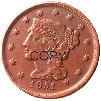NÁS Mince 1851 Pletená Vlasy Veľké Centov 100% Medené Mince