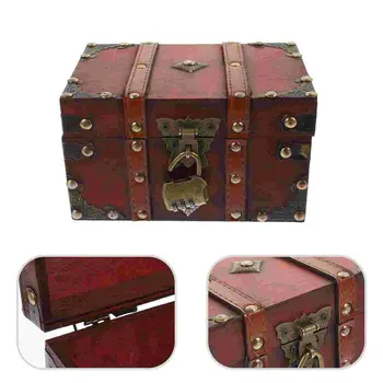 Organizátor Pokladom, Jemná Vintage Zámok Darčeková Krabička Na Šperky Úložný Box Drevený Kontajner Domov
