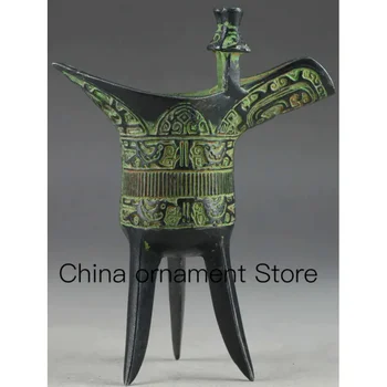 Oriental Bronze Čínske Staré Exorcizmus Handwork Embossment Víno Pohár Dekor