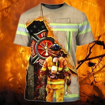 PL Hviezdy Vesmíru 3D Vytlačené Hasič a Oheň Osobné Letné Ulici Plameň Kostým Top Krátky Rukáv T-Shirt