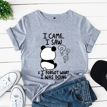 Panda Prišiel som, Videl som, Kreslené Tričká Ženy TShirts Zábavné Sarkastický Tshirts Hip Hop Streetwear Módne Oblečenie pre Ženy Y2k Topy