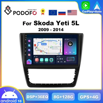 Podofo 4G CarPlay Android Auto autorádio Pre Škoda Yeti 5L 2009-2014 Multimediálny Prehrávač Videa 2din GPS Navigaion DSP Vedúci Jednotky