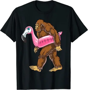 Pool Party Bigfoot Flamingo T shirt Sasquatch Ružová Float Tričko T-Shirt