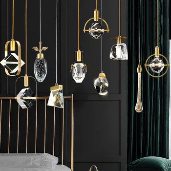 Postmoderných Luxusné Medi Crystal Prívesok Svetlo Zlatá Lesk Moderné Domáce Dekorácie Obývacia Izba/Jedáleň Nočná Chodba Pozadí