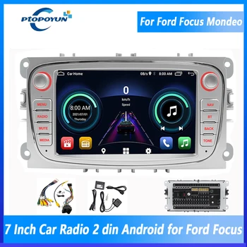 Ptopoyun Android, autorádio na Ford Focus MK2 Mondeo 9 S-MAX, C MAX, Galaxy Transit Connect 2008 Kuga Auto Audio Stereo Multimediálne