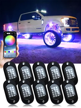 RGB LED Rock Osvetlenie Podvozku Auta Svetlo Hudbu, Synchronizovať Underglow IP68 Pre Jeep Off-Road Loď Bluetooth APP Riadenie 4/6/8/10/12 v 1