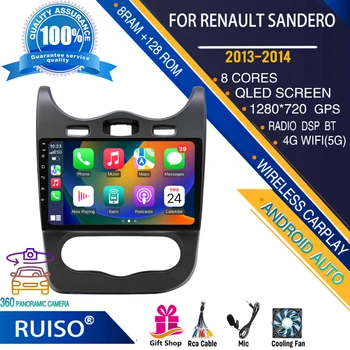 RUISO Android dotykový displej auto dvd prehrávač Pre Renault Sandero 2013-2014 auto rádio stereo navigáciu monitor 4G Wifi GPS