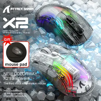 RYRA Bluetooth 2.4 G Bezdrôtové Káblové Tri-Mode Transparentné Myši RGB LED Podsvietenie, Ergonomické E-sports Herná Myš Pre Notebook PC