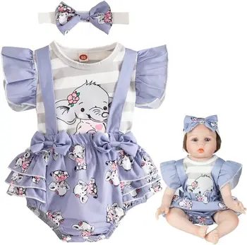 Reborn Baby Doll Oblečenie 22 palcový Dievča Oblečenie, Príslušenstvo 3ks Sada pre 22-24 Palcový Reborn Bábiky Novorodenca Dievča