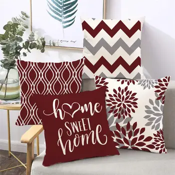 Red white geometrické obliečky na vankúš sofa vankúš domáce dekorácie môžu byť prispôsobené pre vás 40x40 45x45 50x50 60x60