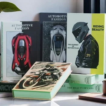 Retro Motocykel Luxusné Supercar Falošné Knihy Konferenčný Stolík Dekorácie Muž Časopis Faux Dekoračné Knihy Úložný Box Domova