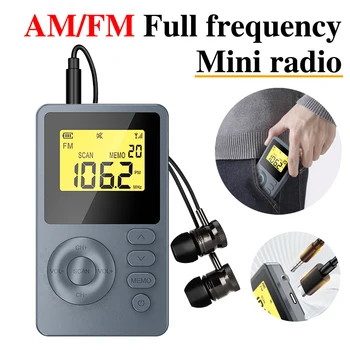 Rádio Mini Vreckový Rádio Prijímač Prenosný LCD Rádia AM FM Rechargeble Čas Spánku Slúchadlá Pre Walkman vandrovku FM Rádio