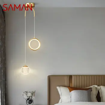 SAMAN Moderné Tvorivé Mosadz LED, 3 Farby Luster Závesné Dekoratívne Svetlo pre Domáce lôžková Izba