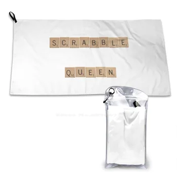 Scrabble Kráľovná Mäkké Pohodlné Vane Sprchovací Rýchloschnúci Uterák Scrabble, Kráľ, Kráľovná Slová Smart Geek Šikovný Zábavné Blbecek