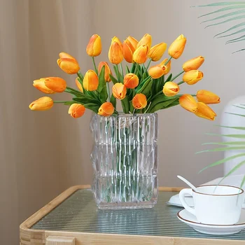 Simulované PU Tulipán Luxusné Domova Štúdia Kvetinové Kytice Svadobné Party Plán Dekorácia Vysokej Kvality, Umelé Kvety