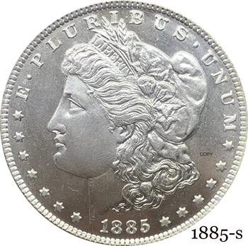 Spojené Štáty Americké 1885 S Morgan Jeden Dolár NÁS Mince Slobody Cupronickel Strieborné Pozlátené V Boha veríme, Skopírujte Mince