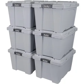 Statný 18 gal Max Pro Plastové Utility Storage Tote, Šedá, 6 Pack úložný box skladovacích kontajnerov