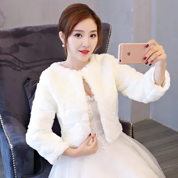 Svadobné šaty šatkou zimné nevesty na svadobný obrad biela pribrala teplé bridesmaid, šaty cheongsam plášť vlasy